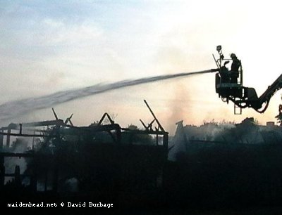 A fireman tackles the blaze