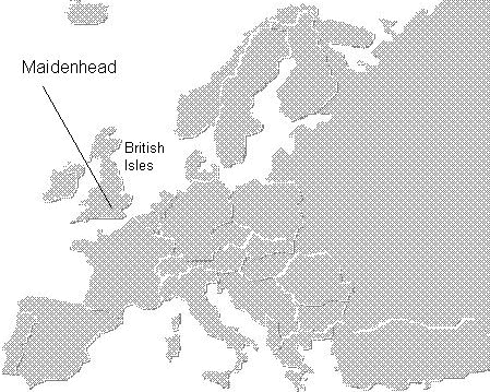 Map of Europe, showing Maidenhead