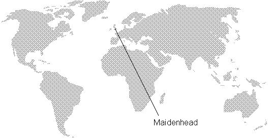 Map of the world, showing Maidenhead